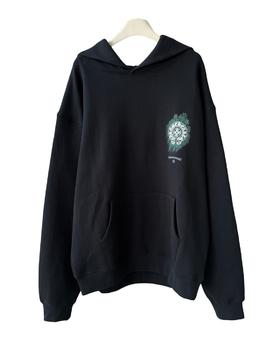 中性款印花加绒连帽卫衣he009