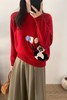 LNNNS 新年红趣味熊猫图案休闲羊毛毛衣 21882 商品缩略图0