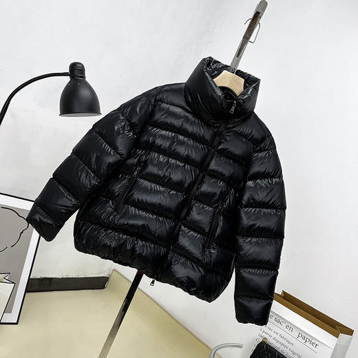 丁摩 高端90白鸭绒立领加厚韩版宽松亮面短款羽绒服女冬装外套潮5ZF-1006 商品图3