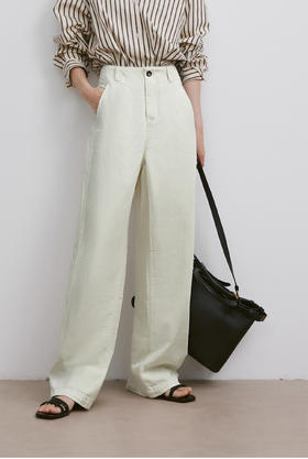 OLrain欧芮儿米杏色长裤慵懒2025年新款