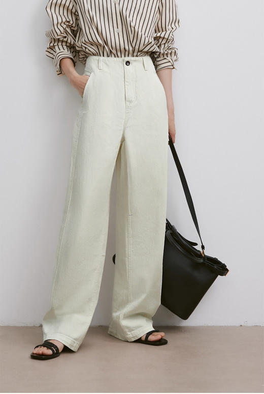 OLrain欧芮儿米杏色长裤慵懒2025年新款 商品图0