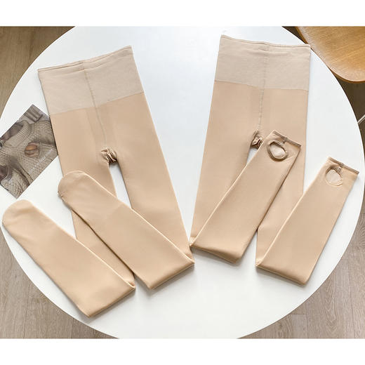 光腿神器~官网568！沃家双层肉色打底袜女 秋冬加绒裸感自然肤色不掉裆连裤袜 商品图2