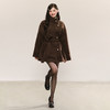 西遇复古棕色立领毛呢外套女冬季新款系带收腰气质中长款大衣SS051915 商品缩略图1