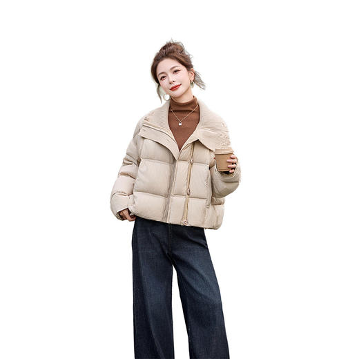 HR WYN1078休闲风羽绒服时尚保暖针织拼接假两件羽绒外套 商品图4