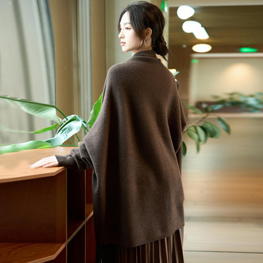 丁摩 法式高级感100纯羊毛针织披肩  NS-5192 商品图3