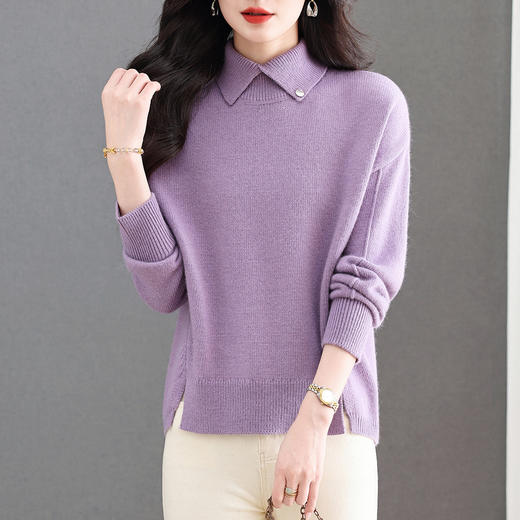 宽松显瘦打底衫时髦洋气减龄，娃娃领上衣冬季内搭毛衣CC-XFY-3307 商品图1
