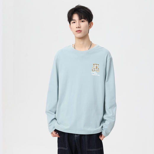 GXG男装【100%棉】秋季时尚卡通小熊舒适休闲男式圆领长袖T恤K&C 商品图8