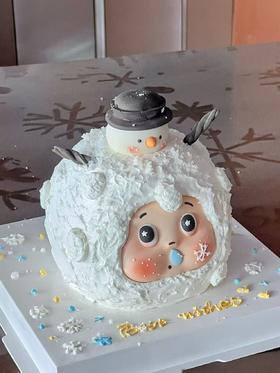 圣诞星星人雪人蛋糕