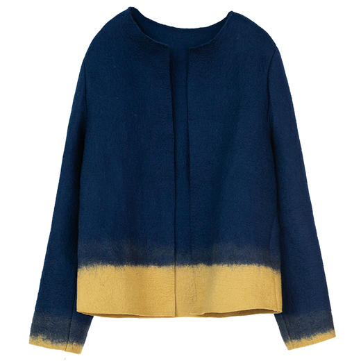 牧衣游原创 植物染手工吊染渐变色羊毛呢外套古朴文艺开衫 雨巷 商品图4