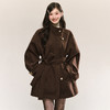 西遇复古棕色立领毛呢外套女冬季新款系带收腰气质中长款大衣SS051915 商品缩略图4