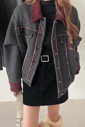 Kai & Kiera 复古港风加绒百搭洋气牛仔外套 21878