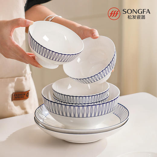 28头蓝律线语骨瓷釉中餐具 商品图3