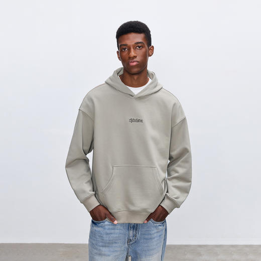 CHINISM赤尘 重磅395G撞色刺绣宽松连帽卫衣男秋季男士通勤帽衫 商品图1