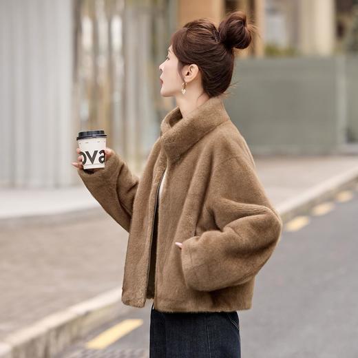 立领皮毛一体短外套，韩系超好看温暖百搭毛毛外套HR-LNS9785 商品图3