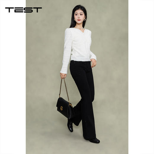 冬上新高腰加绒秋冬通勤显瘦微喇牛仔裤3254058 商品图2