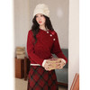 鹿向南「心动降临」冬季气质上衣女设计感时尚不规则斜领红色毛衣 商品缩略图3