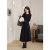 鹿向南「雅韵栖衣」气质设计感藏青色连衣裙女秋冬长款A字针织裙 商品缩略图1