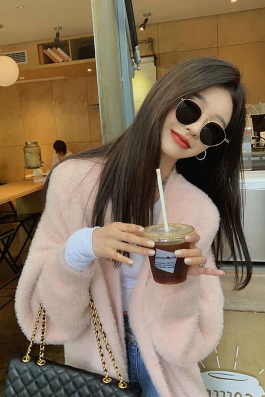 LNNNS 知性优雅粉色中长款针织开衫 21399 商品图4