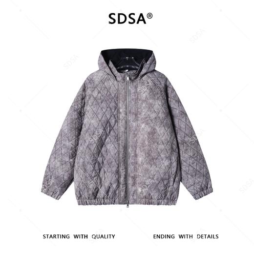 WY1441SDSA秋冬新款痞帅男装简约扎染菱形格拉链立领连帽卫衣外套百搭 商品图1