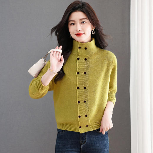 SC26-3295-178立领毛衣外套女短款冬季2025新款双排扣针织开衫内搭上衣打底衫 商品图2