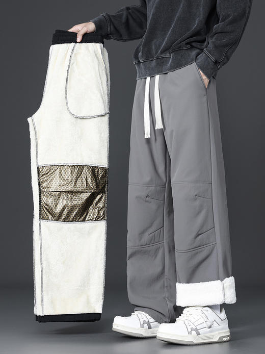 【GZ】无忧购羊羔绒直筒裤子男款石墨烯加绒男士阔腿裤29182（截单后3-5天发货） 商品图2