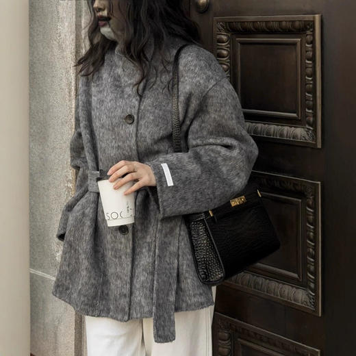 丁摩【伦敦晨雾】秋冬新款立领双面羊绒大衣韩版显瘦毛呢外套女ALWSG0204 商品图0