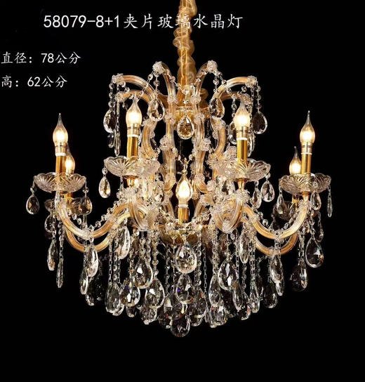 58079-8+1夹片玻璃水晶灯（运费自理） 商品图0