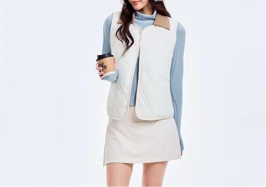 可拆卸翻领/中层100绵羊毛/人字纹质感】气质休闲马甲复古腔调，灯芯绒领马甲 商品图0