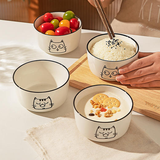 摩登主妇可爱陶瓷米饭碗家用2025新款餐具儿童碗具个人专用吃饭碗 商品图3