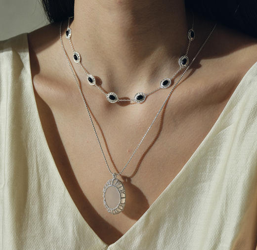 SOFT ROOM	蕾丝银茧双链项链 商品图4