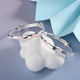 【宏艺珠宝】甜莓蝴蝶结萌宝儿童手镯·足银手镯