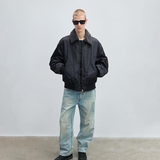 CHINISM赤尘 幸运之符巴恩风廓形夹克男秋季工装羊羔毛翻领外套 商品图4