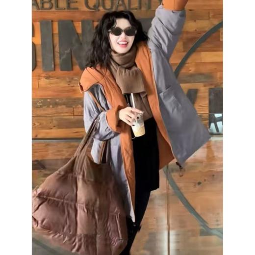 两面穿中长款棉服女2025冬季新款时尚保暖休闲连帽派克服网红外套 商品图4