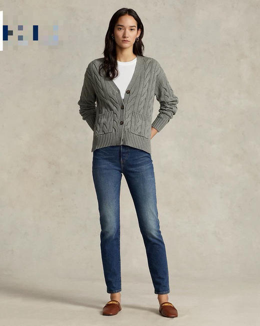 【秒杀价已调 直接拍】永恒的经典款 拉夫劳伦 POLO 女装 秋冬女士复古粗格绞花编结棉 针织开衫 商品图3