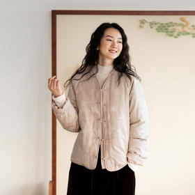 牧衣游原创 丝棉提花95级高蓬松红嘴雁绒羽绒服外套保暖粉色 幽清