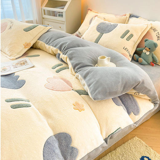 【活性印染更健康❗️绒毛细腻均匀柔暖舒适】冬季牛奶绒被套单件宿舍加绒加厚褥子被芯套150*200*230家用被罩。jb 商品图1