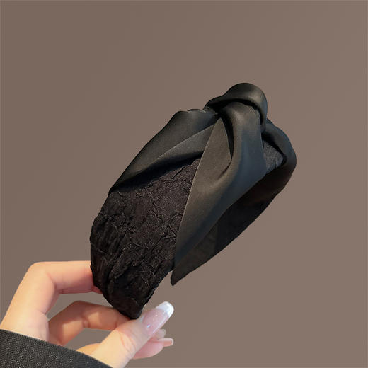 丁摩 气质简约黑色高颅顶发箍女新款高级感洗脸头箍宽边压发卡头饰5ZF-229 商品图2