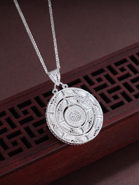 子佩集S990银【福转运来】吊坠【QFDZ041】纯银三圈可转动花丝(不含链)2412