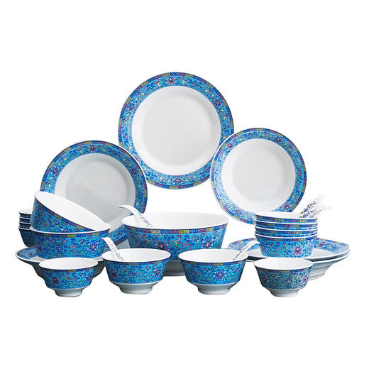 28头雅风宫廷蓝餐具套装 商品图6