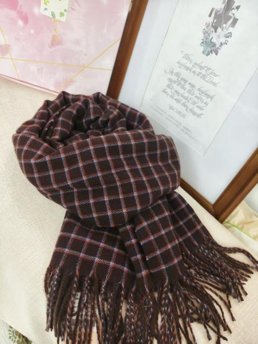 MH竹纤维女士时尚小格子流苏围巾67108 商品图0