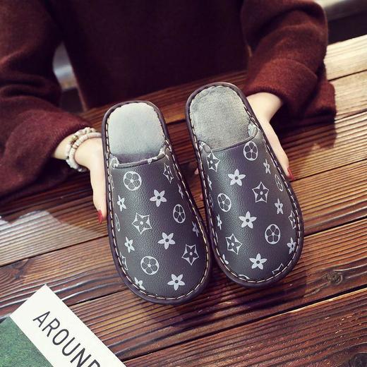 雀说 海宁皮面拖鞋冬季居家居男女地板拖鞋 商品图2