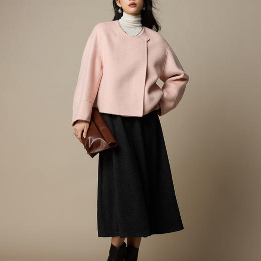 「自」全新升级【铂金会员661/天猫899/差价238】(23705)洛诗琳气质双面羊毛外套2025秋冬新款小个子短款毛呢外套 商品图2