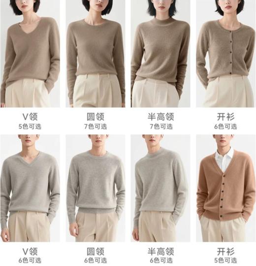 【保暖服饰丨成人男女羊毛套头衫合集】羊毛面料，用料扎实，厚薄适中不臃肿，一线成衣做工精良，修身百搭，男女款都有，V领、圆领和半高领都有，多色可选~ 商品图3