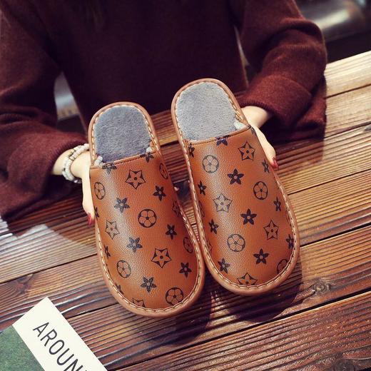 雀说 海宁皮面拖鞋冬季居家居男女地板拖鞋 商品图3
