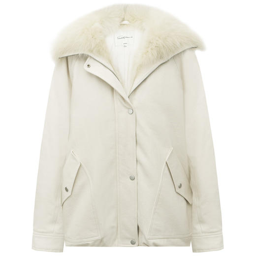 SELFWHO90白鸭绒狐狸毛翻领白色牛仔羽绒服女2025冬新款宽松外套 商品图3