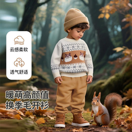 【90-140】【MQDmini】男女童针织毛衫儿童卡通撞色圆领毛衣 商品图1