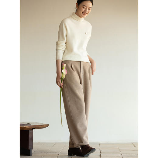 牧衣游原创 双面呢裤子女冬季新款软糯厚实保暖宽松休闲裤 影月幽 商品图1