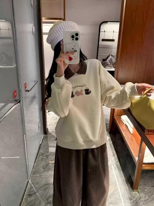 🔥🔥🔥奥粒绒【重工刺绣】95%棉 2025 爆款可爱kitty加绒宽松短款卫衣-喜出 商品图2