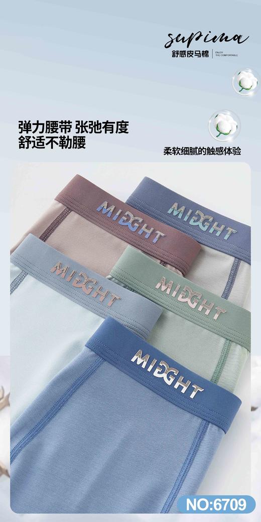 男士皮马棉净色滴胶包头平角内裤四角裤6709 商品图1