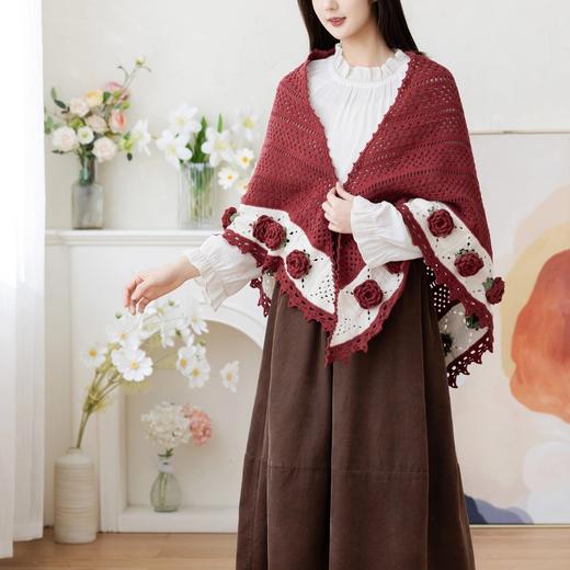 苏苏姐家玫瑰时光披肩手工diy钩针编织毛线团4股牛奶棉材料包 商品图1